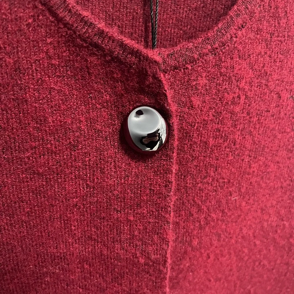 Jason Wu Women's Sweater Vest Novelty Buttons Oxblood wool Blend Medium NWT